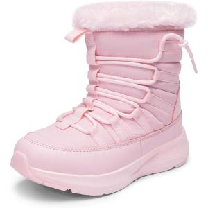 imageDREAM PAIRS Girls Boys Winter Snow Boots Slip Resistant Faux Fur Lined Windproof Warm SlipOn Boots for KidsPink