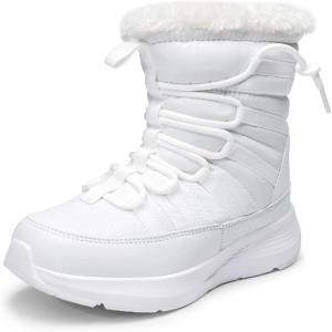 imageDREAM PAIRS Girls Boys Winter Snow Boots Slip Resistant Faux Fur Lined Windproof Warm SlipOn Boots for KidsWhite