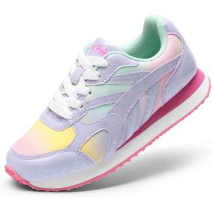 imageDREAM PAIRS Girls Sneakers Laceup Tennis Running Casual LilLegends Lightweight Classic Walking Shoes for LittleBig KidRainbowPurple