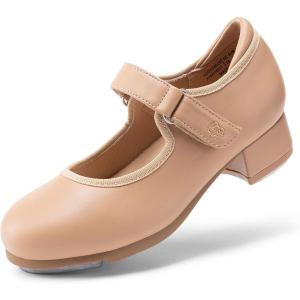 imageDREAM PAIRS Girls Tap Shoes Easy Strap Dance Shoes Girls Mary Jane Flats for ToddlerLittle KidBig KidTan