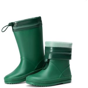 imageDREAM PAIRS Kids Rain Boots Boys Girls Lightweight Boots Waterproof Easyon Outdoor Playing Rain Boot UnisexChildDark Green