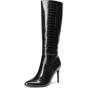 imageDREAM PAIRS Knee High Boots for Women Sexy Pointed Toe Stiletto High Heel Boots Fashion ampamp Classic Dress ShoesBlackstone