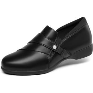 imageDREAM PAIRS Loafers for Women Slipon Dressy Comfortable Business Casual Work Office Faux Leather Loafer Shoes with Arch SupportBlack