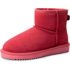 imageDREAM PAIRS Snow Boots for Women Genuine Suede Faux Fur Lining AntiSlip Warm Winter Booties Slip On Memory Foam Ankle Boots FuzzyClassic Low BootsRed