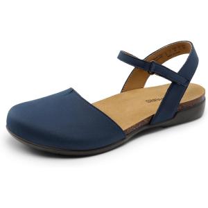 imageDREAM PAIRS Womens Closed Toe Sandals Arch Support Comfort Cork Footbed Flat Sandals Summer ShoesNavy