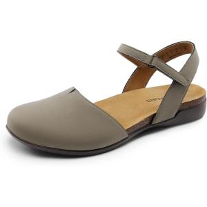 imageDREAM PAIRS Womens Closed Toe Sandals Arch Support Comfort Cork Footbed Flat Sandals Summer ShoesTaupe