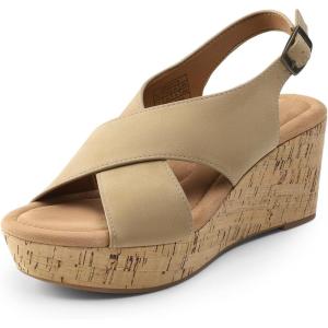 imageDREAM PAIRS Womens Comfortable Ankle Strap Platform Wedge Sandals for Women Casual Dressy SummerKhaki