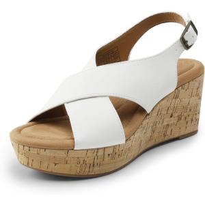 imageDREAM PAIRS Womens Comfortable Ankle Strap Platform Wedge Sandals for Women Casual Dressy SummerWhite