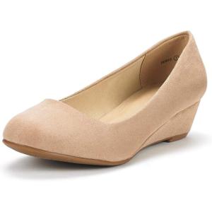 imageDREAM PAIRS Womens Debbie Mid Wedge Heel Pump ShoesNudeSuede