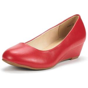 imageDREAM PAIRS Womens Debbie Mid Wedge Heel Pump ShoesRedPu