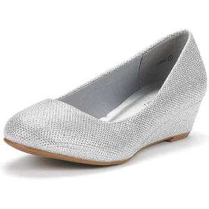 imageDREAM PAIRS Womens Debbie Mid Wedge Heel Pump ShoesSilverGlitter