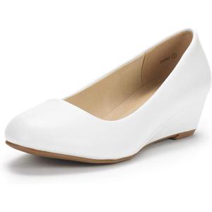 imageDREAM PAIRS Womens Debbie Mid Wedge Heel Pump ShoesWhitePu