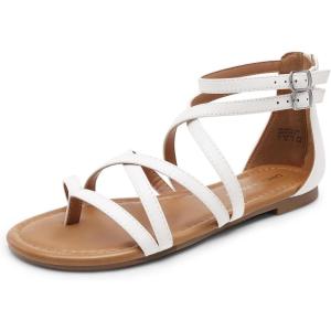 imageDREAM PAIRS Womens Dressy Gladiator Summer Cross Strappy Sandals Comfort Flat Casual Beach Fisherman Thong sandalsWhite