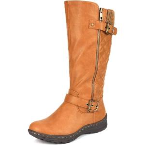 imageDREAM PAIRS Womens Faux Fur Knee High Boot Round Toe Fall Winter BootsCamel