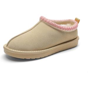 imageDREAM PAIRS Womens Fuzzy Cozy Slippers Genuine Suede Indoor Outdoor Fluffy Home Comfy Winter Slip On Cute Warm Memory Foam Furry Shoes FuzzyEasyNude