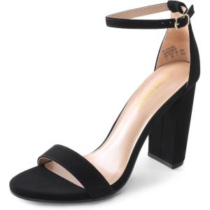 imageDREAM PAIRS Womens HiChunk High Heel Pump SandalsBlackNubuck