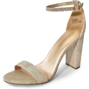 imageDREAM PAIRS Womens HiChunk High Heel Pump SandalsGoldGlitter