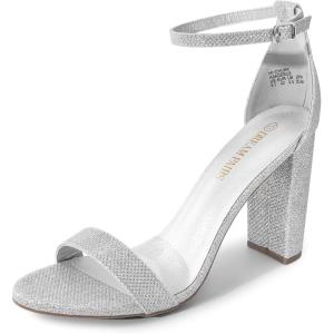 imageDREAM PAIRS Womens HiChunk High Heel Pump SandalsSilverGlitter