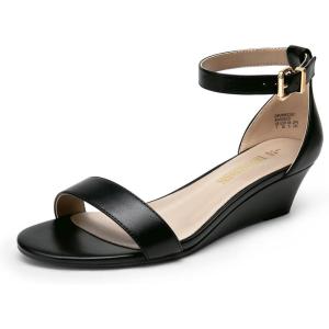 imageDREAM PAIRS Womens Ingrid Ankle Strap Low Wedge SandalBlack