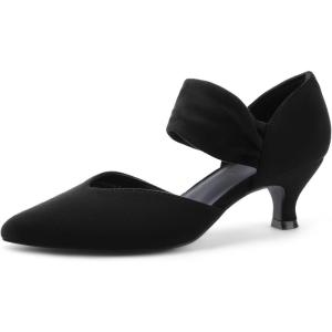 imageDREAM PAIRS Womens Kitten Heels Low Pumps Shoes Pointed Closed Toe Slip on Dress Work Bridal Party WeddingBlack