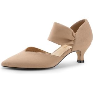 imageDREAM PAIRS Womens Kitten Heels Low Pumps Shoes Pointed Closed Toe Slip on Dress Work Bridal Party WeddingNude