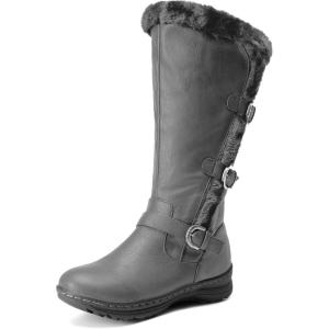 imageDREAM PAIRS Womens Knee High Boots Thick Faux Fur Lined Winter Snow Warm Boots with ZipperGrey