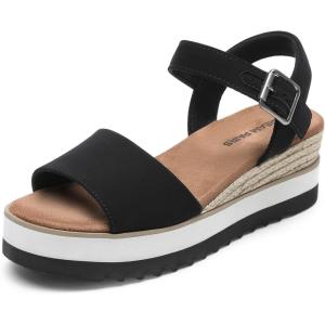 imageDREAM PAIRS Womens Open Toe Buckle Ankle Strap Espadrille Platform Wedge SandalsBlack