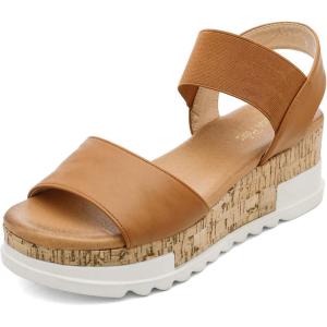 imageDREAM PAIRS Womens Open Toe Casual Platform SandalsCamel