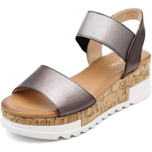 imageDREAM PAIRS Womens Open Toe Casual Platform SandalsPewter