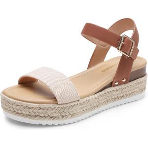 imageDREAM PAIRS Womens Platform Espadrilles Wedge Sandals Comfortable Open Toe One Band Sandals for Women Dressy Casual SummerBeigeTan