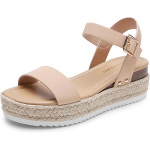 imageDREAM PAIRS Womens Platform Espadrilles Wedge Sandals Comfortable Open Toe One Band Sandals for Women Dressy Casual SummerNude