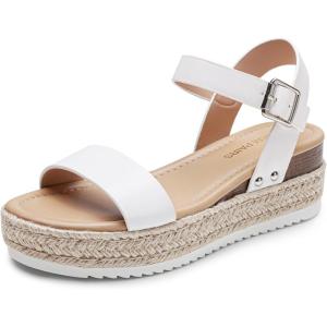 imageDREAM PAIRS Womens Platform Espadrilles Wedge Sandals Comfortable Open Toe One Band Sandals for Women Dressy Casual SummerWhite