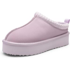 imageDREAM PAIRS Womens Slippers for Women Genuine Suede Platform Slipon Warm Slippers Winter Fluffy Warm Comfy Furry Shoes for Outdoor Indoor FuzzyEasyLight Purple