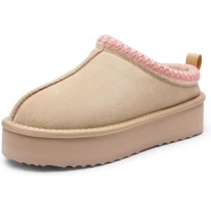 imageDREAM PAIRS Womens Slippers for Women Genuine Suede Platform Slipon Warm Slippers Winter Fluffy Warm Comfy Furry Shoes for Outdoor Indoor FuzzyEasyNude