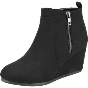 imageDREAM PAIRS Womens Suede Low Wedges Ankle BootsBlackSuede