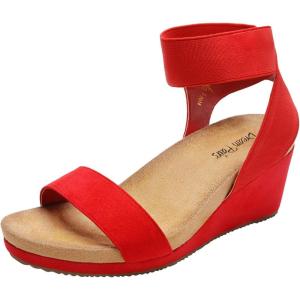 imageDREAM PAIRS womens Ankle Strap Platform Wedge SandalRed