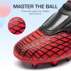 imageDREAM PAIRS Boys Girls Soccer Cleats Firm Ground Kids Youth Athletic Outdoor Football ShoesRedBlack