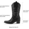 imageDREAM PAIRS Cowboy Boots for Women Cowgirl Western Boots Fashion Embroidery Stitched Chunky Heel Mid Calf BootsBlackpu