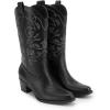 imageDREAM PAIRS Cowboy Boots for Women Cowgirl Western Boots Fashion Embroidery Stitched Chunky Heel Mid Calf BootsBlackpu