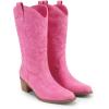imageDREAM PAIRS Cowboy Boots for Women Cowgirl Western Boots Fashion Embroidery Stitched Chunky Heel Mid Calf BootsPinknubuck