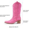 imageDREAM PAIRS Cowboy Boots for Women Cowgirl Western Boots Fashion Embroidery Stitched Chunky Heel Mid Calf BootsPinknubuck