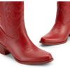 imageDREAM PAIRS Cowboy Boots for Women Cowgirl Western Boots Fashion Embroidery Stitched Chunky Heel Mid Calf BootsRedpu