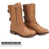 imageDREAM PAIRS Womens Mid Calf Builtin Wallet Pocket Lace up Military Combat BootsCamel