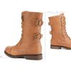 imageDREAM PAIRS Womens Mid Calf Builtin Wallet Pocket Lace up Military Combat BootsCamel