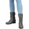 imageDREAM PAIRS Womens Mid Calf Builtin Wallet Pocket Lace up Military Combat BootsGrey