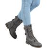 imageDREAM PAIRS Womens Mid Calf Builtin Wallet Pocket Lace up Military Combat BootsGrey