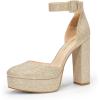 imageDREAM PAIRS Womens Platform High Chunky Heels Closed Toe Block Ankle Strap Dress Buckle Round Toe Wedding Party Comfortable Pumps ShoesGoldglitter