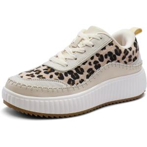 imageDREAM PAIRS Women Chunky City Tweed Comfortable Casual Platform Fashion SneakerLeopard