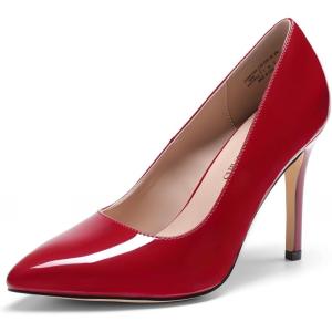 imageDREAM PAIRS Womens Closed Toe High Heels Dress Pointed Toe Wedding Pump ShoesRed