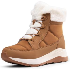 imageDREAM PAIRS Womens Winter Snow Boots Faux Fur Waterproof Ankle Booties Zaylee Ladies Comfortable Short Boots OutdoorChestnut